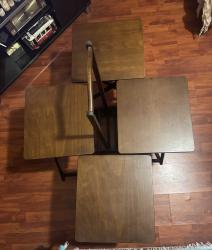 Zigon Katlanabilir,Taşınabilir Dikdörtgen Sehpa Kayın Parlak Ceviz Natüre El Yapımı