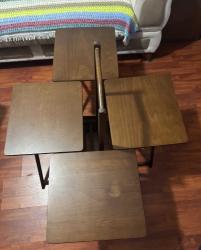 Zigon Katlanabilir,Taşınabilir Dikdörtgen Sehpa Kayın Parlak Ceviz Natüre El Yapımı