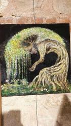 Gizli Aşkın Eğilişi – Kadife Üzerine Akrilik, 59×59 cm