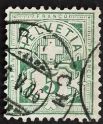 +++ İSVİÇRE ARMA     1882   5F  - DAMGALI