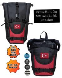 MOTOSİKLET ÖN YAN AVADANLIK ÇANTALARI KIRMIZILI