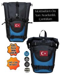 MOTOSİKLET ÖN YAN AVADANLIK ÇANTALARI MAVİLİ