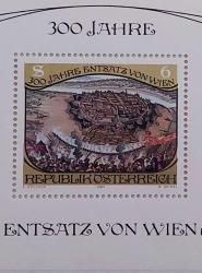 Avusturya, Viyana'nın Türk Kuşatmasından Kurtarılmasının 300. Yıldönümü Temalı Hatıra Blok. (Frans Geffel'in Tablosu) MNH 1983.
