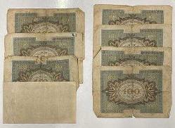 Almanya, 100 Mark, 1920/1923, p69; p107, (Toplam 8 adet banknot) TEMİZ ile ÇT arası farklı kondüsyonda.