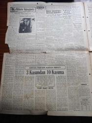 Hürriyet Gazetesi - Turkish Newspaper - 10 Kasım 1949 - büyük yasımızın on birinci yıldönümü - Atatürk'ün fotoğrafı - bugün ebedi şef Atatürk'ü anacağız - Üçler Dün Paris'te çalışmaya başladılar - Başbakan Şemsettin Günaltay Çanakkale'de - Dışişleri bakanımız Necmettin Sadak dün bir basın toplantısı tertip etti - Atıf Ödül'ün askerliği meselesi - Avrupa'ya silah yardımı başlıyor - Hitler'in sığınağında son günler yazan Yüzbaşı Gerhard Boldt Yazı Dizisi - şehir tiyatrosu temsilleri saat 20.30'da başlıyor - Türk prensesi Nilgün yazan Refik Halit Karay Yazı Dizisi - Rita Hayworth'un yapacağı doğum Radyo ile yayınlanacak - Atatürk ve göktürkler yazan Nihat Sami Banarlı - Tavaf şiiri yazan İbrahim Alaaddin Gövsa - tepkili Süpersonik stratosfer uçakları yapıldı - tarihi sofra yazan Faruk Nafiz Çamlıbel - yabancı gözüyle Kemal Atatürk - On bir yıl evvel bugün fotoğraflar - 10 Kasım 1938 Perşembe saat 9'u 5 geçe Dolmabahçe sarayı Fotoğrafı - bütün Türk milleti yana yakılan Atasına ağlıyor