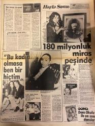 HAFTA SONU GAZETESİ DOĞUM GÜNÜ HEDİYESİ  ( Turkish Newspaper ) - 30 MAYIS 1980 -TAM TAKIM 12 SAYFADIR -Memduh Ün – Fatma Girik – Tarık Akan – Selda – Sezer Aksu – Şehnaz – Feri Cansel – Seçil Heper – Nigar Uluerer – Cüneyt Arkın – Betül Arkın – Defne Yalnız – Sevim Çağlayan – Ümit Tokcan – Gönül Akkor – Ali – Diskotek Leyla – Bastıbacak – Bizimkiler Fatma Girik’in uçuruma ittiği kız – Memduh Ün’ün tek kızı akıl hastanesine düştü – Fatma Girik – Selim Güner – Yusuf Sezgin – Erol Büyükburç – Tatlıses – Vanlı İses – Melek Zobu – Sevim Çağlayan – Defne Yalnız – Bülent Ersoy – Bo Derek – Bakan Bey – Kadir İnanır – Ekrem Bora – Serpil Örümcer – Diskotek Leyla – Bastıbacak – Bizimkiler Fatma Girik’in uçuruma ittiği kız – Bu, Fatma’nın ikinci kurbanıdır – Oğlum o adama ‘baba’ diyemez – Sakat kalmak korkusu hiçbir şeye benzemiyor – Tatlıses’e karşı Vanlıses – Kocası soyuyor Bo üne kavuşuyor – Korkudan yatağa düştü – Bülent Ersoy Paris’ten arıyor – Ne de olsa eski toprak – Saadet Sun “İnadım ina
