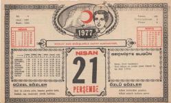 21 Nisan 1977 - Kızılay Takvim Yaprağı