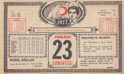 23 Nisan 1977 - Kızılay Takvim Yaprağı
