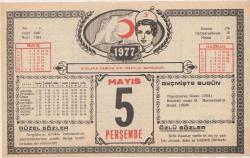5 Mayıs 1977 - Kızılay Takvim Yaprağı