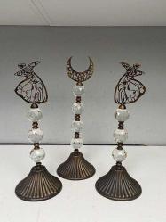 Muazzam Kristal Detaylı Mevlevi 3'lü Alem Seti