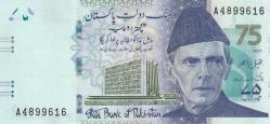 Pakistan 75 Rupi (75.Yıl Hatıra Parası) Benazir Butto Resimli