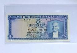 5. EMİSYON NADİR 1.TERTİP 5 LİRA ÇOK ÇOK TEMİZ KONDİSYONDA