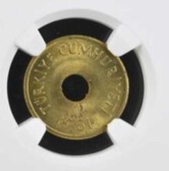 1951 1 kuruş (NOKTALI) NGC  MS 63  çil /nadir