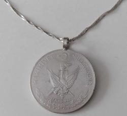 1960 İHTİLAL PARASI ON LİRA GÜMÜŞ HAKİMİYET MİLLETİNDİR İBARELİ GÜMÜŞ ZİNCİRLİ ORİJİNAL KOLYE 3C1RRR1 ÇOK NADİR