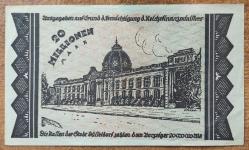 Almanya, 20.000.000 Mark, Düsseldorf Şehri/Notgeld 1923. Ön Yüzde; Küçük Notlar Yazılmış. Kat İzli (ÇT)