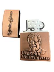 MÜSLÜM GÜRSEL Kabartma Figürlü Bronz Metal Gazlı Çakmak