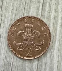 1975 Elizabeth ingiltere 2 new pence madeni para ÇT