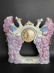 TAVUSKUŞU PORSELEN SAAT ESKİ 1970ler