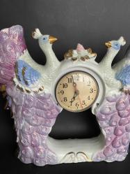 TAVUSKUŞU PORSELEN SAAT ESKİ 1970ler