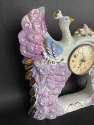 TAVUSKUŞU PORSELEN SAAT ESKİ 1970ler