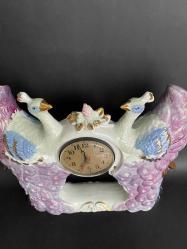 TAVUSKUŞU PORSELEN SAAT ESKİ 1970ler