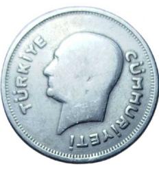TÜRKİYE CUMHURİYETi 50 KURUŞ, 1935 GÜMÜŞ, Nadirlik: C 6 GR.
