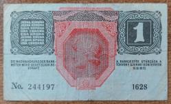 Avusturya, 1 Kronu Banknotu, Astro-Hungarian Bank 1916. Ön Yüz: İki Kadın Başı ve Asklep'in Asası Yer Almaktadır. Ayrıca Avusturya, Macaristan Armaları ve Yeşil 