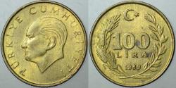 TÜRKİYE CUMHURİYETİ 100 LİRA 1989 SEYREK SAÇ. ÇİLALTI(-)