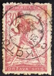 +++ YUGOSLAVYA KRALLIK FİSKAL , SLOVENYA  ÖZGÜRLÜK   1919     30P   - DAMGALI , HALİYLE