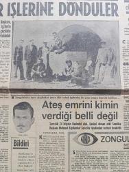 Milliyet Gazetesi - Turkish Newspaper - 14 Mart 1965 - ortaya çıkan gerçekler yazan Abdi İpekçi Başmakale - işçiler zam istiyor - kanlı olaylar üzerine zonguldak'a giden İçişleri Bakanı İsmail Hakkı Akdoğan işçilerden Emrullah sağlam ile konuşuyor fotoğraf - işçilerden birinin cenazesi kaldırılıyor fotoğraf - sendika başkanı  Osman İpekçi Kozlu'da işçilerin elinden güçlükle kurtulabildi - Zonguldak'ta kanlı olaylardan sonra dün sabah işçilerden bir grup ocağın başında bekliyor fotoğraf - Ateş emrini kimin verdiği belli değil - Savcılık 24 kişinin ifadesini aldı ifadesi alınan eski sendika başkanı Mehmet Alpdündar savcılık tarafından serbest bırakıldı - Türk İş Başkanı Seyfi Demirsoy olayı tasvip etmiyoruz dedi - Zonguldak yazan Bülent Ecevit - Türk İş Genel Sekreteri Halil Tunç bu bir dönüm noktasıdır dedi - gelişme hızı yazan doktor Baran Tuncer - peri masalları yazan Ulunay - Üçüncü Safha yazan Tabii Senatör Kadri Kaplan - fizik dersi yazan Refik Erduran - Milliyet'e mektup