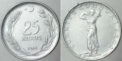TÜRKİYE CUMHURİYETİ 25 KURUŞ 1968.