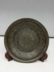 Antika Muazzam Kalem İşçilikli Osmanlı Bronz Tabak