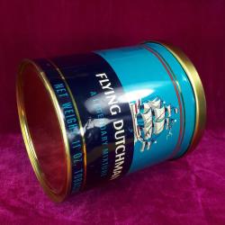 VINTAGE FLYING DUTCHMAN MADE IN HOLLAND SİLİNDİR FORMLU YELKENLİ GEMİ RESİMLİ BOŞ TENEKE KUTU