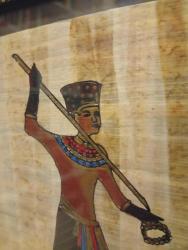 VINTAGE İMZALI KARIŞIK TEKNİK PAPİRÜS RESİM ,  ÇERÇEVELİ CAMLI