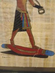 VINTAGE İMZALI KARIŞIK TEKNİK PAPİRÜS RESİM ,  ÇERÇEVELİ CAMLI