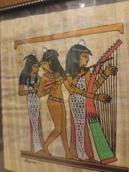 VINTAGE İMZALI KARIŞIK TEKNİK PAPİRÜS RESİM ,  ÇERÇEVELİ CAMLI