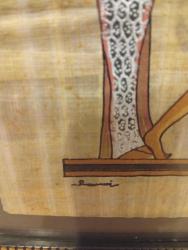 VINTAGE İMZALI KARIŞIK TEKNİK PAPİRÜS RESİM ,  ÇERÇEVELİ CAMLI