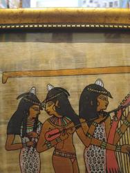 VINTAGE İMZALI KARIŞIK TEKNİK PAPİRÜS RESİM ,  ÇERÇEVELİ CAMLI