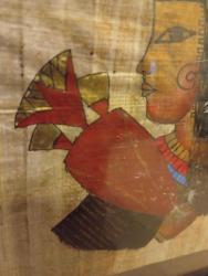 VINTAGE  KARIŞIK TEKNİK PAPİRÜS RESİM - ÇERÇEVELİ CAMLI