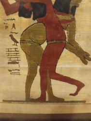 VINTAGE  KARIŞIK TEKNİK PAPİRÜS RESİM - ÇERÇEVELİ CAMLI