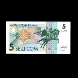 KIRGIZİSTAN (1993) - 5 Som (ÇİL 10/10)