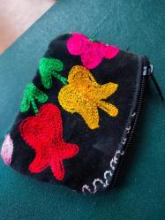 antika el dokuma kumaş cüzdan