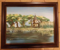 Edirne Adalet Kasrı ve Tunca Nehri Yağlıboya Tablo.Sanatçı İmzalı. 30 x 40