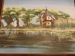 Edirne Adalet Kasrı ve Tunca Nehri Yağlıboya Tablo.Sanatçı İmzalı. 30 x 40