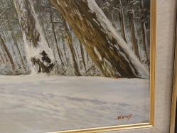 Edirne Karaağaç Yolu, Karla Kaplı Yolda Atlı Ekmek Arabası. 1970 Lİ YILLAR. Sanatçı İmzalı. 55 x 75 cm.