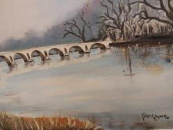 Edirne Meriç Köprüsü ve Meriç Nehri. Yağlı Boya.Sanatçı İmzalı. 95 x 65 cm.