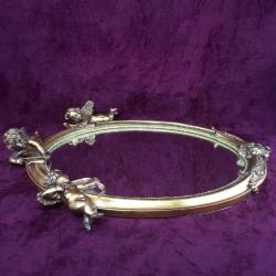 VINTAGE EROSLU OVAL FORMLU ALTIN VARAK ÇERÇEVELİ DUVAR AYNASI