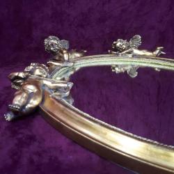 VINTAGE EROSLU OVAL FORMLU ALTIN VARAK ÇERÇEVELİ DUVAR AYNASI