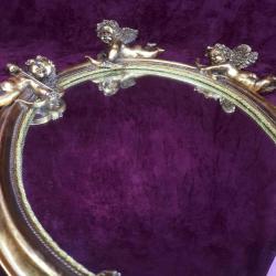 VINTAGE EROSLU OVAL FORMLU ALTIN VARAK ÇERÇEVELİ DUVAR AYNASI