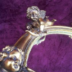 VINTAGE EROSLU OVAL FORMLU ALTIN VARAK ÇERÇEVELİ DUVAR AYNASI